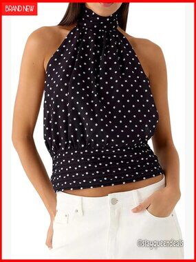 Halter Neck Backless Bubble Crop Tank Top - Y2K Slim Fit Cute